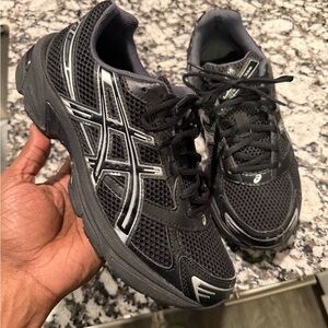 Asics Black Athletic Running Shoes with Silver Accents